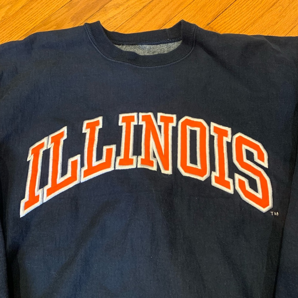 Vintage University of Illinois Fighting Illini Pullover Crewneck Sweater - Picture 2 of 6
